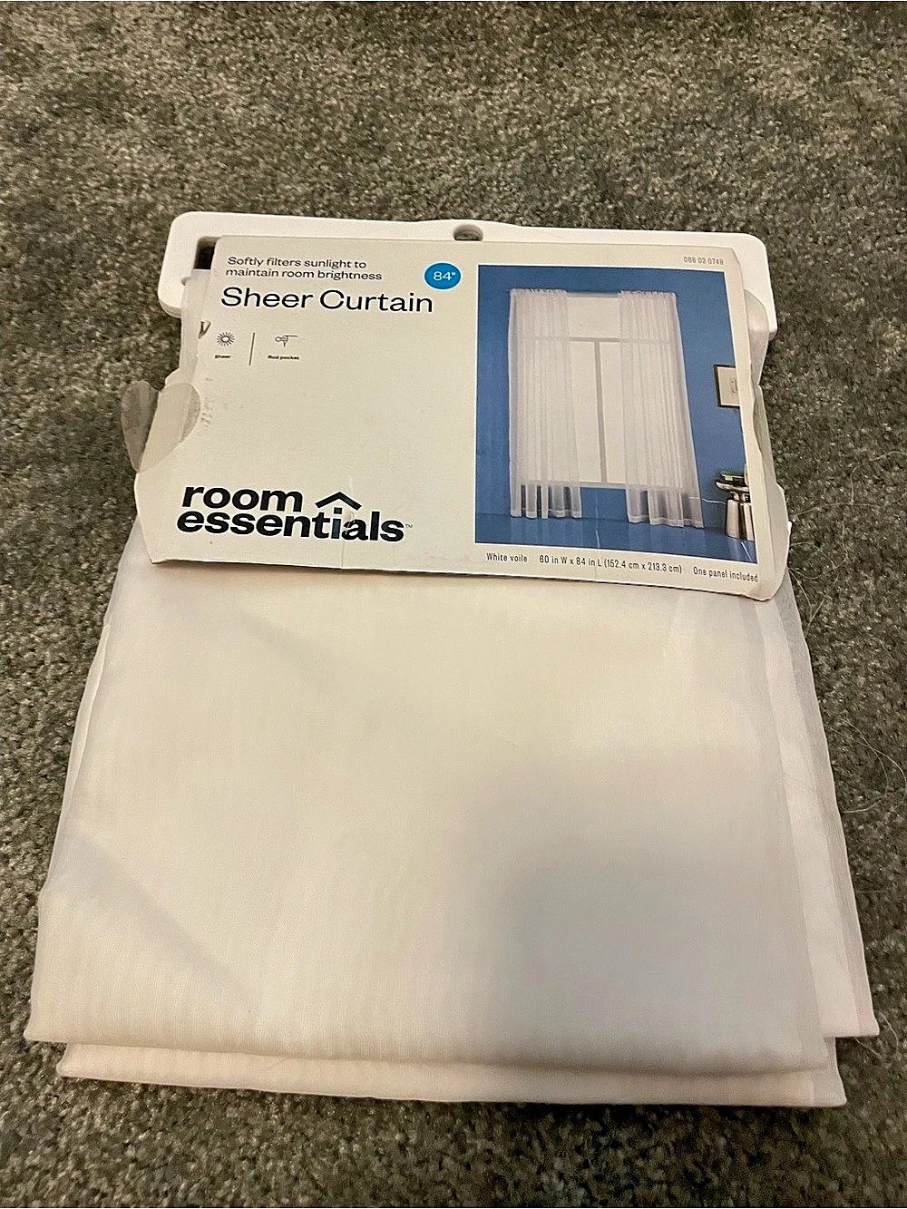 Room Essentials White Voile Sheer Curtain 60x84 60 x 84 in NWT
